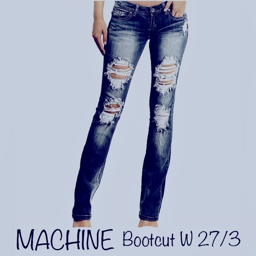MACHINE JEANS - Distressed Boot Cut dark wash Women’s 3/27 like New